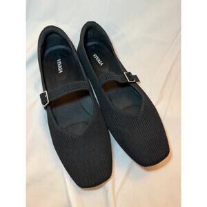 VIVAIA Black Knit Mary Jane Flats Size 40 Women’s Ballet Shoes